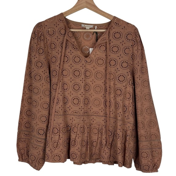 BARBOUR CHERBURY MAPLE EYELET LACE 100% COTTON BLOUSE TOP - Picture 4 of 16